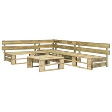 vidaXL Legno Massello Pino Set Divani Giardino su Pallet 4 pz Sedie e Tavolino