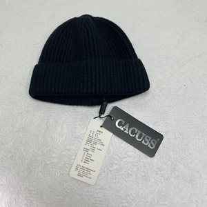 Cacuss Men’s Cotton Beanie Skull Cap Black Knit 58 cm New NWT - Picture 1 of 7