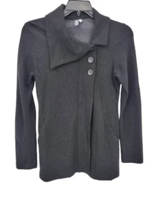 Steinbock Strickjacke Jacke Damen klein schwarz Crossover Knopf großer Kragen Wolle - Bild 1 von 9
