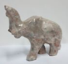 Carved Stone Elephant Figure 2 5/8" Pinks Grays #19M