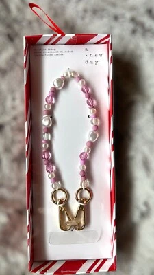 New! A New Day Pink & Pearl Beaded Wristlet Strap For Cell Phone Valentine - Image 1 of 4