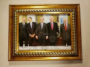 PRESIDENT BUSH, OBAMA, CLINTON, CARTER FACSÍMIL MARCO CLÁSICO AUTOGRAFIADO ENMARCADO - Imagen 1 de 6