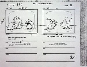 Página de guión gráfico de producción Timón y Pumba 1995 firmada por Amber Hollinger - Imagen 1 de 3