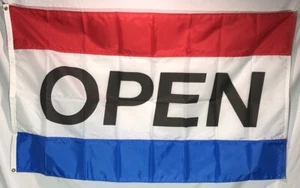 36”x60” Lot Of 2 OPEN Flag Banner Red White Blue Store Advertising Business Sign - Picture 1 of 4