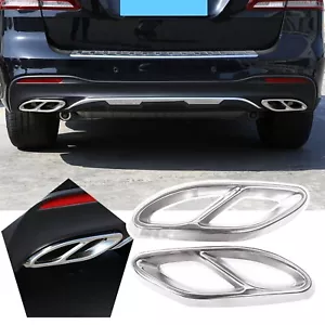 2pcs Gloss Black Steel Exhaust Trims for Mercedes Benz GLC C E-Class C207 Cou... - Picture 1 of 8