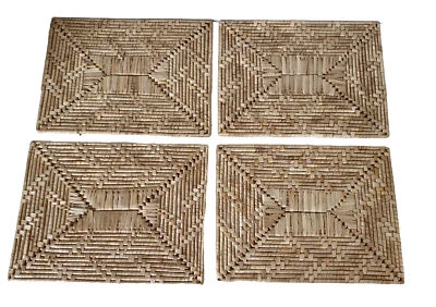 PLACEMATS 4 LARGE 24cm x 30cm  Rattan Wicker Boho Straw Vintage - Image 1 of 4