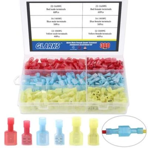 300pcs 22-16 16-14 12-10 Gauge Nylon Fully Insulated Male/Female Spade Quick ... - Picture 1 of 7