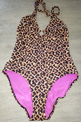 TRAJE DE BAÑO PARA MUJER H&M 1 PIEZA talla 6 estampado de leopardo forrado morado Foto 1 de 2