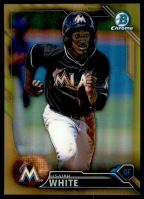 2016 Bowman Chrome Prospects Isaiah White 43/50 Miami Marlins #BCP203 Gold - Image 1 of 2
