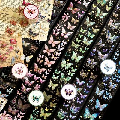 Cinta holográfica de PET mariposa pegatinas decorativas diario tarjeta álbum álbum álbum álbum de recortes Foto 1 de 4