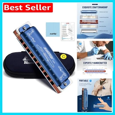 Classic Blues Harmonica C Key with Blue Case - Perfect for All Skill Levels - Image 1 of 4