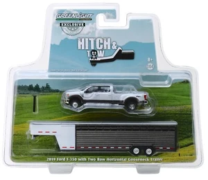1:64 GreenLight *WHITE* 2019 Ford F350 Dually Pickup w/LIVESTOCK TRAILER NIP - Picture 1 of 6