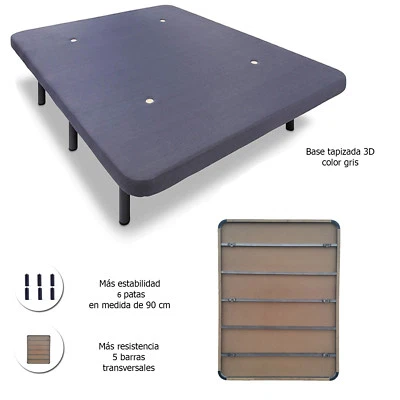 Base tapizada con 5 barras transversales + 6 o 7 patas de metal, con tejido 3D - Imagen 1 de 3