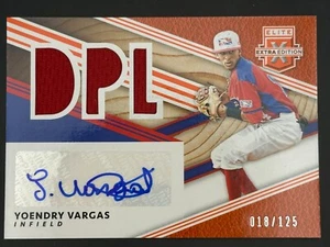 2020 Elite Extra Edition #DMS-YV Yoendry Vargas 18/125 (auto, mem) - Picture 1 of 2