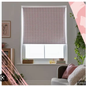 2 for 1 Offer - Habitat Geo Print Blackout Roller Blind - 4ft - Pink 120cm x 160 - Picture 1 of 3