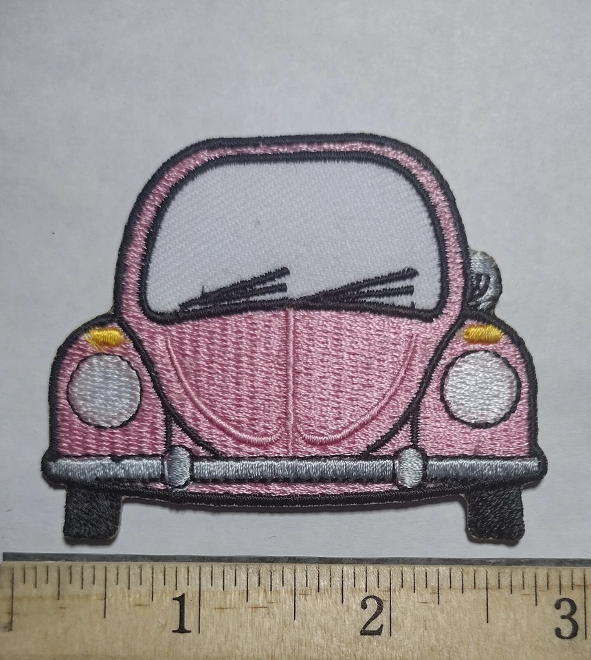 Pink Beetle Car Patch High Quality Embroidered Iron on Sew on - Image 1 of 1