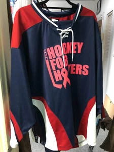 USED CUSTOMIZED GOALIE CUT ICE HOCKEY JERSEY HOCKEY FOR HOOTERS TORONTO CHARITY - Picture 1 of 23