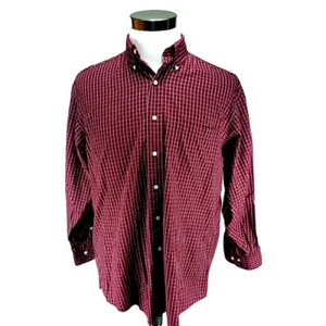Brooks Brothers Herren Medium Sport Hemd weinrot weiß kariert Baumwolle Button Down - Bild 1 von 5