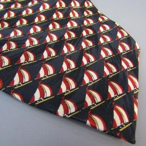 Museum Artifacts Sailboat Tie All Over Print Necktie 100% Silk Navy Blue - Picture 1 of 4