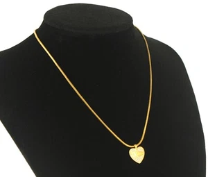 Christian Dior Gold Tone Rhinestone Heart Pendant Necklace Chain Used Good - Bild 1 von 15