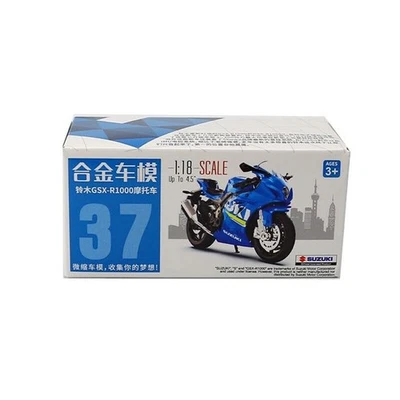Diecast Motorcycle Model Boys 1/18 Scale for Kids Suzuki GSX-R1000 Blue Toys - Image 1 of 4
