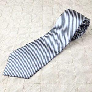 Cravatta uomo vintage Polo Ralph Lauren fatta a mano USA seta blu righe bianche - Foto 1 di 11
