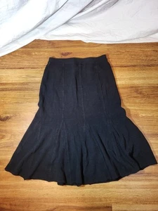 Eileen Fisher Skirt Women XS Black Pull On Wool Blend Midi Length Tulip - Picture 1 of 5