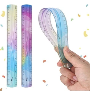 2 Pcs Flexible Ruler 30cm/12inch Plastic Ruler Shatterproof Straight Edge Ruler  - Picture 1 of 6