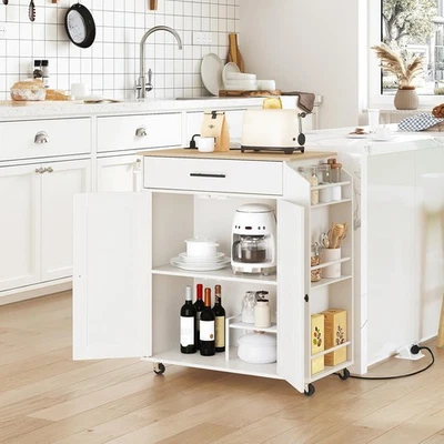 Kitchen Island on Wheels Rolling Kitchen Island Storage Trolley 66 x 38 x 89 cm - Image 1 of 4
