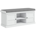 HOMCOM Shoe Storage Bench with Cushion 2 Cabinets for Entryway Hallway White