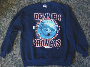 Denver Broncos Champions Sweatshirt Mens Adult 3X Navy Blue NFL 1997 Vintage 90s - Picture 1 of 15