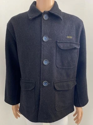 Men’s S-M Vintage Norwellan Bluey Structured Wool Jacket Dark Grey Button Up - Image 1 of 4