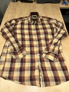 Steven Land Shirt Mens 17 34/35 Plaid French Cuff Button Up Long Sleeve - Picture 1 of 6