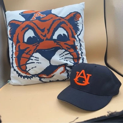 Vintage Proline Auburn University Fitted Cap Size 7 and Pillow Set, Rare, EUC - Image 1 of 4