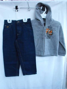BNWOT Boys Sz 2 Fubu Brand Blue Denim Jeans and Grey Marle Hoodie Jacket Set - Picture 1 of 1