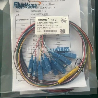 FiberHome SC UPC SingleMode Fiber Optic Pigtail 12 Strand Bundle Fiber 1.5m - Image 1 of 4