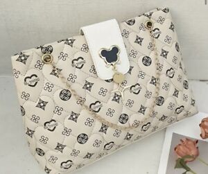 Mickey Mouse Ears on Quilted Cream Purse/Shoulder Bag 8.2 X 11.4