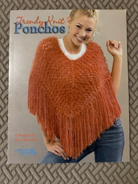 Leisure Arts TRENDY KNIT PONCHOS 4 Designs - Kay Meadors Knitting Booklet NEW 02 - Image 1 of 1
