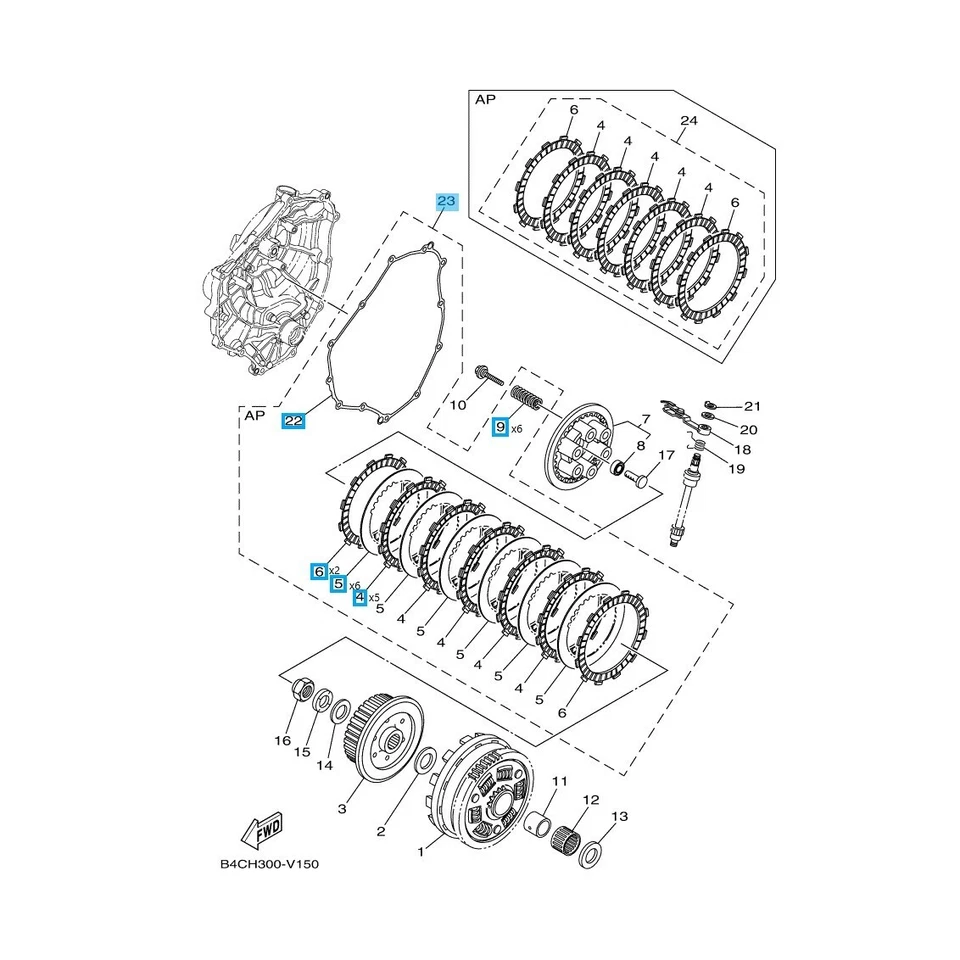Kit de placa de embrague original Yamaha FZ-07 MT-07 2015-2024 1WS-W001G-10-00 OEM Foto 1 de 1