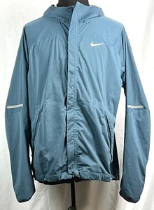 Chaqueta de lluvia Nike azul con cremallera frontal ligera reflectante con capucha para hombre XL - Imagen 1 de 3