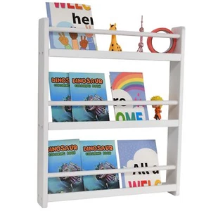 3-Tier Wood Bookshelf Organizer for Kids - White Wall Mount - Picture 1 of 6
