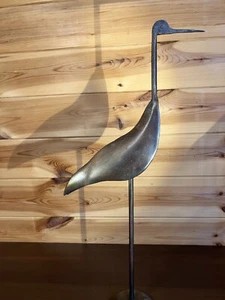 49cm Tall Rustic Minimalist Vintage Metal Bird Egret Sculpture - Picture 1 of 13
