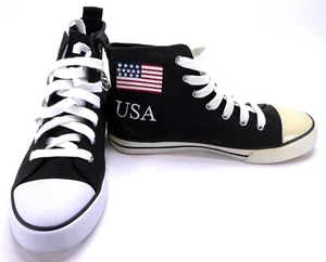 Polo Ralph Lauren Shoes Bal Harbour Hi USA Black Sneakers Womens 6.5 (boys 4.5) - Picture 1 of 12