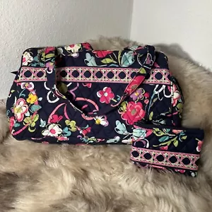 Vera Bradley Satchel & Zip Pouch Set - Ribbons Print - Really Nice! - Picture 1 of 10