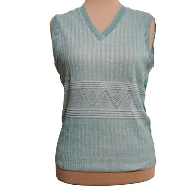 Diane Young Sportswear L Knit Vest Vintage Sleeveless Pullover Preppy 1970s 70s Foto 1 de 4