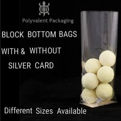 SNAPPY Cellophane Clear Block Bottom + Card Base Bags Gift Sweet Candy Bag Food Safe