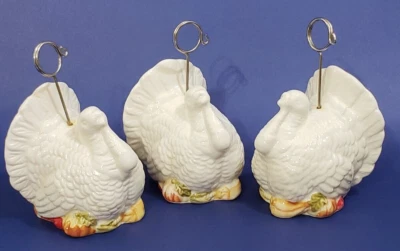 Porta-cartões 3 estatuetas em forma de peru pintadas à mão cerâmica - Imagem 1 de 4