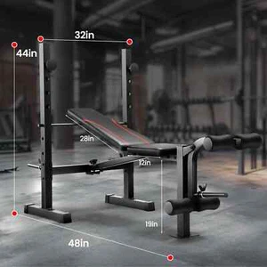 Adjustable Weight Bench Bench Press w/ Squat Rack Olympic for Home Gym Foldable - Picture 1 of 15