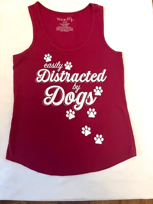 Women's Tank Top EASILY DISTRACTED BY DOGS Funny Dog Lover  Size S - Image 1 of 4