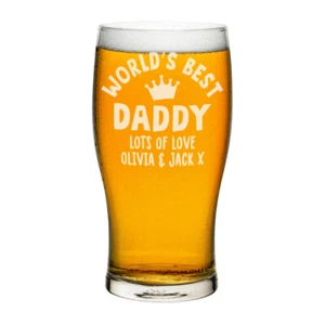 Personalised Pint Glass World's Best Daddy Grandad Crown Craft Beer Fathers Day - Picture 1 of 1